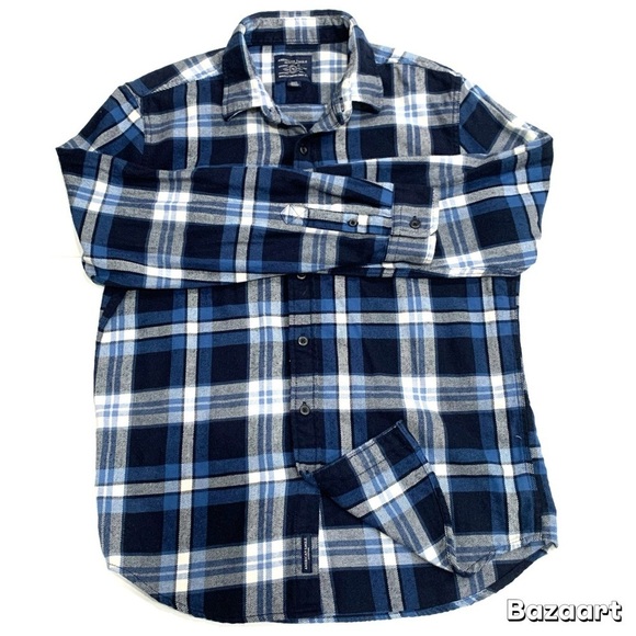 American Eagle Outfitters Men Blue Plaid Fannnel Shirt Sz. M - Picture 3 of 10